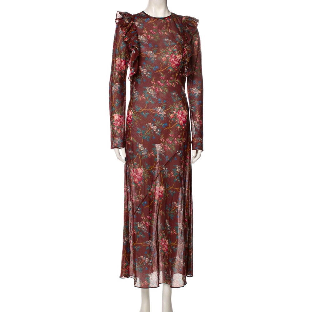 DÔEN Clover Bordeaux Floral Maxi Dress Size XS